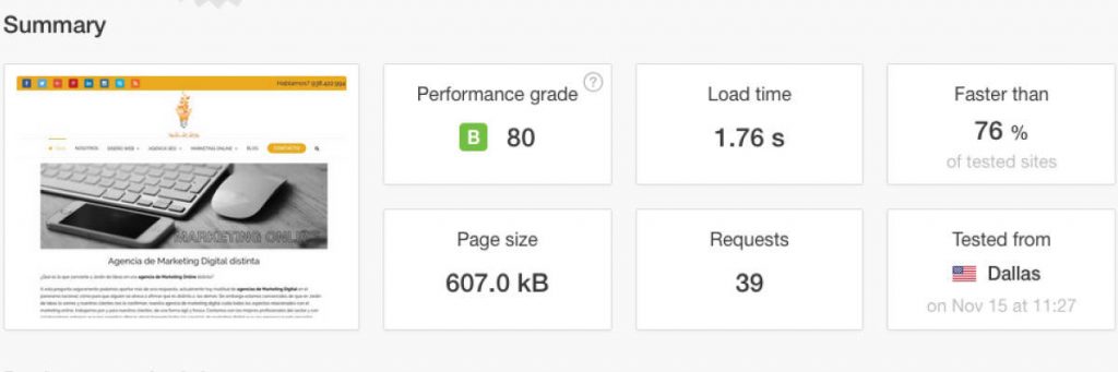 velocidad carga web